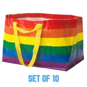 Set 10x! IKEA Storstomma Large Tote Bag Rainbow Reusable Storage Pride LGBTQ NWT